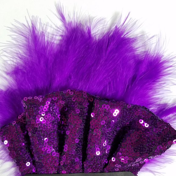 NEW Purple Sequin Ruffle & Feather Pocket Square Insert - Picture 6 of 6